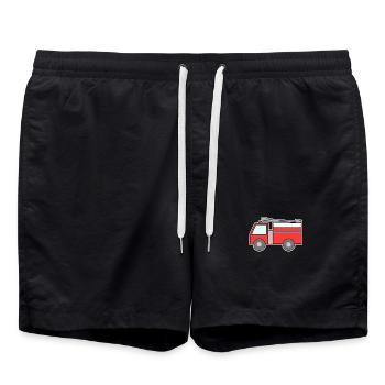 Fire Brigade Car - Swim Trunks - black - Front - AI Model Male 185 light (185cm)