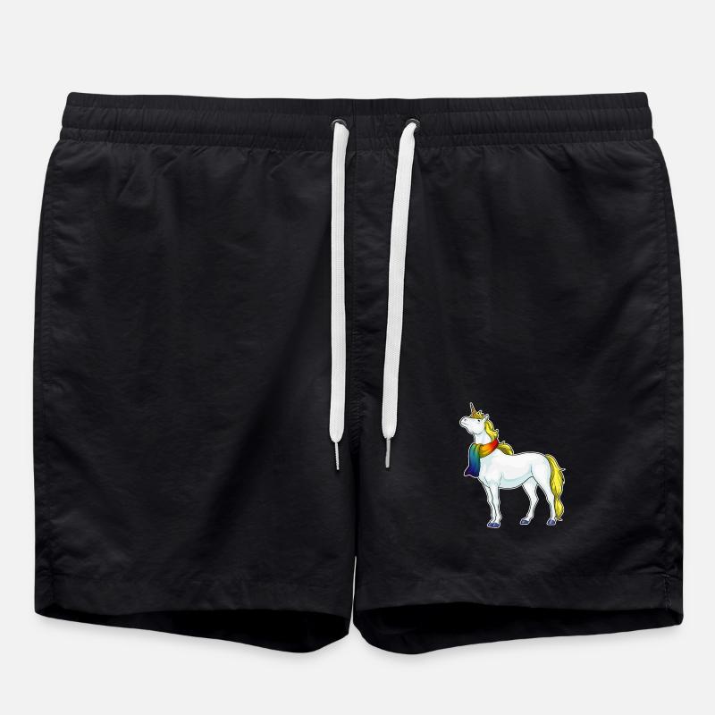Einhorn Schal - Badeshorts - Schwarz