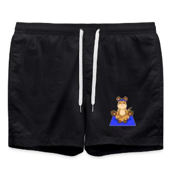 Meerkat Yoga Fitness Meditation - Swim Trunks - black - Front - AI Model Male 185 light (185cm)