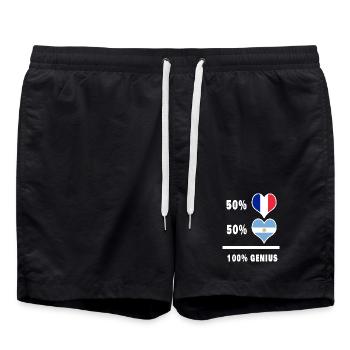 Drapeau 100% génial de l'Argentine et de la France - Short de bain - noir - Devant - AI Model Male 185 light (185cm)