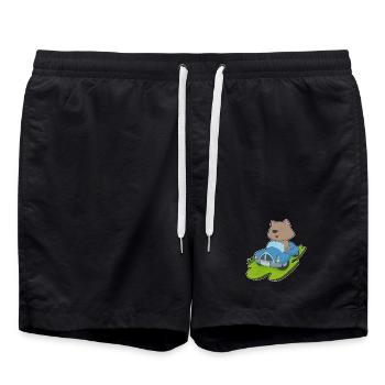 Katze Auto - Badeshorts - Schwarz - Vorne - AI Model Male 185 light (185cm)