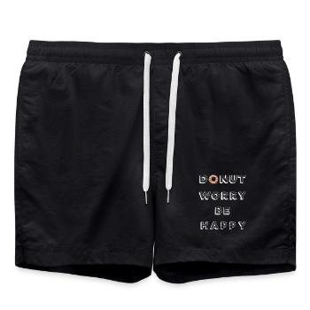 Donut-Sorge Sei glücklich - Badeshorts - Schwarz - Vorne - AI Model Male 185 light (185cm)