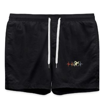 Drummer EKG Herzklopfen - Badeshorts - Schwarz - Vorne - AI Model Male 185 light (185cm)