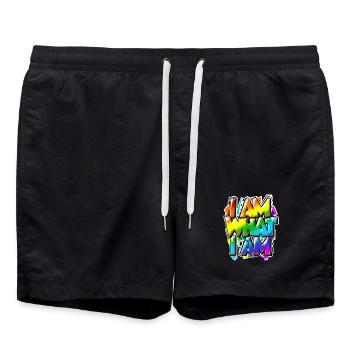 I am what I am - alles normal, oder? - Badeshorts - Schwarz - Vorne - AI Model Male 185 light (185cm)