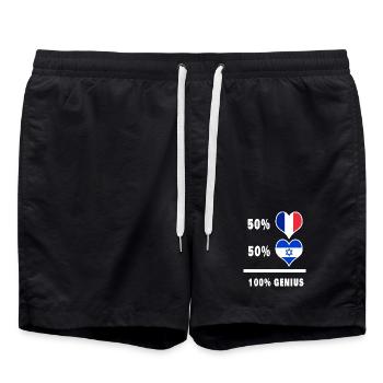 Israel and the France 100% awesome Design Flags - Swim Trunks - black - Front - AI Model Male 185 light (185cm)