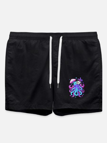 kawaii octopus otaku octopus squid - Swim Trunks - black