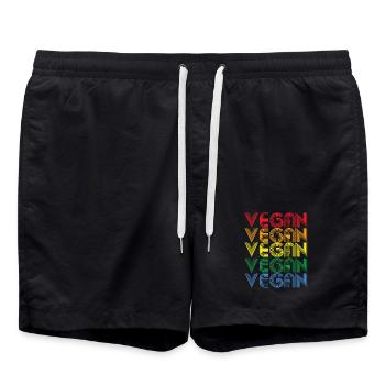 Rainbow VEGAN Statement - Swim Trunks - black - Front - AI Model Male 185 light (185cm)
