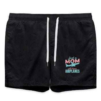 Flugzeugliebhaberin Mama - Badeshorts - Schwarz - Vorne - AI Model Male 185 light (185cm)