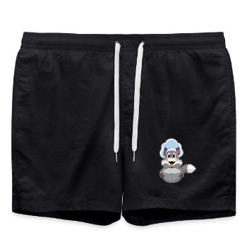 Katze Koch Kochtopf Kochen - Badeshorts - Schwarz - Vorne - AI Model Male 185 light (185cm)