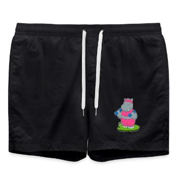 Nilpferd Bodybuilder Hanteln Bodybuilding - Badeshorts - Schwarz - Vorne - AI Model Male 185 light (185cm)