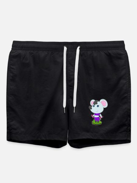 Mouse Bodybuilder Dumbbells Bodybuilding - Swim Trunks - black