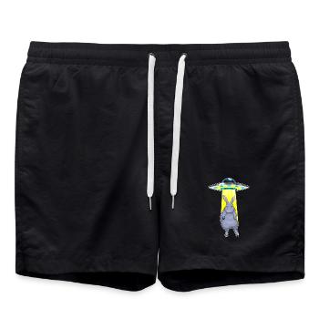 Hase Raumschiff Weltraum - Badeshorts - Schwarz - Vorne - AI Model Male 185 light (185cm)