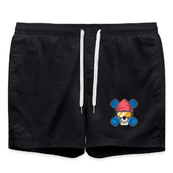 Totenkopf Snowboarder Snowboard - Badeshorts - Schwarz - Vorne - AI Model Male 185 light (185cm)