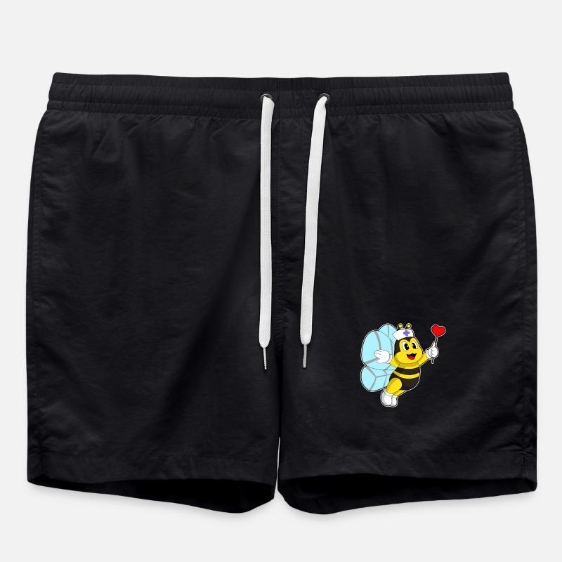 Biene Krankenschwester Herz - Badeshorts - Schwarz
