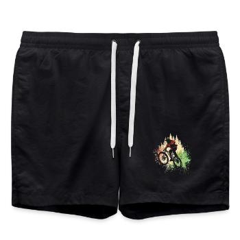 Mountainbiker Wald Graffiti Vintage - Badeshorts - Schwarz - Vorne - AI Model Male 185 light (185cm)