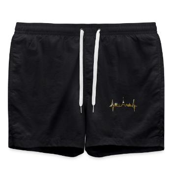 Paris Skyline Herzschlag Eiffelturm Frankreich - Badeshorts - Schwarz - Vorne - AI Model Male 185 light (185cm)