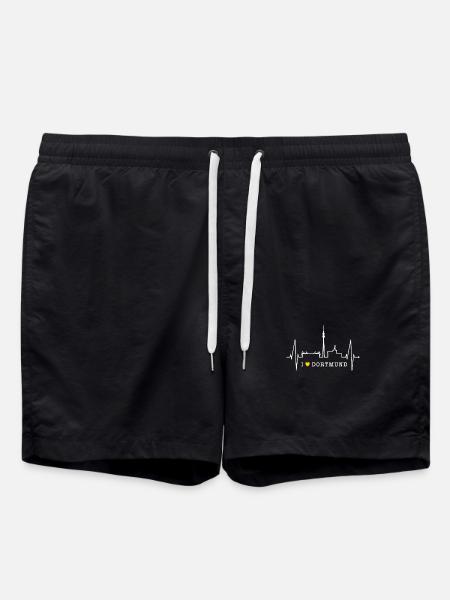 Dortmund Skyline Herzschlag Stadion Fan Dortmunder - Badeshorts - Schwarz