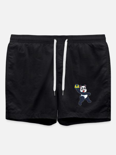 Panda Handball Player Handball - Swim Trunks - black
