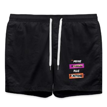 Motivation moins de paroles plus d actions - Short de bain - noir - Devant - AI Model Male 185 light (185cm)