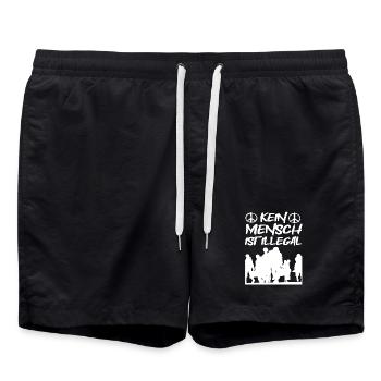 Kein Mensch ist Illegal - Badeshorts - Schwarz - Vorne - AI Model Male 185 light (185cm)