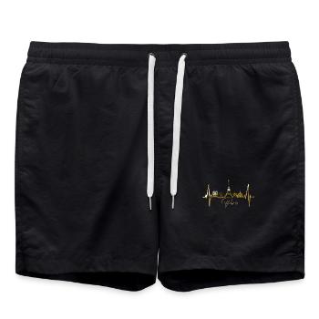 Paris Skyline Herzschlag Eiffelturm Frankreich - Badeshorts - Schwarz - Vorne - AI Model Male 185 light (185cm)