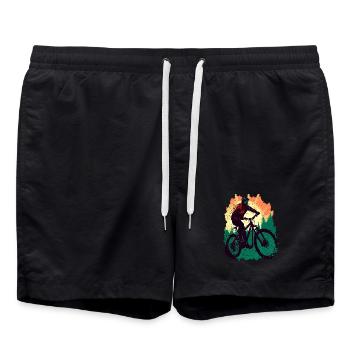 Vintage Mountain Biker MTB Downhill Cyclist - Swim Trunks - black - Front - AI Model Male 185 light (185cm)