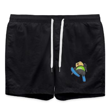 Katze Skispringer Ski Wintersport - Badeshorts - Schwarz - Vorne - AI Model Male 185 light (185cm)