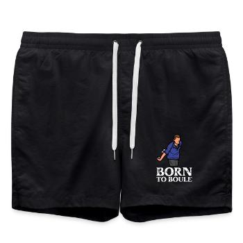 Born to Boule saying for boules and petanque - Swim Trunks - black - Front - AI Model Male 185 light (185cm)