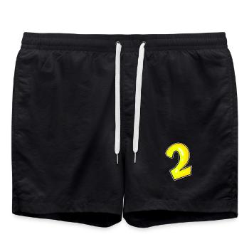 2 - Number - Number Two Yellow - Swim Trunks - black - Front - AI Model Male 185 light (185cm)