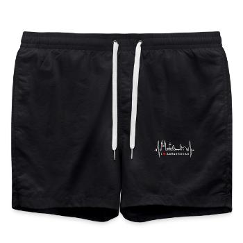 Regensburg Skyline Herzschlag Liebe Regensburger - Badeshorts - Schwarz - Vorne - AI Model Male 185 light (185cm)
