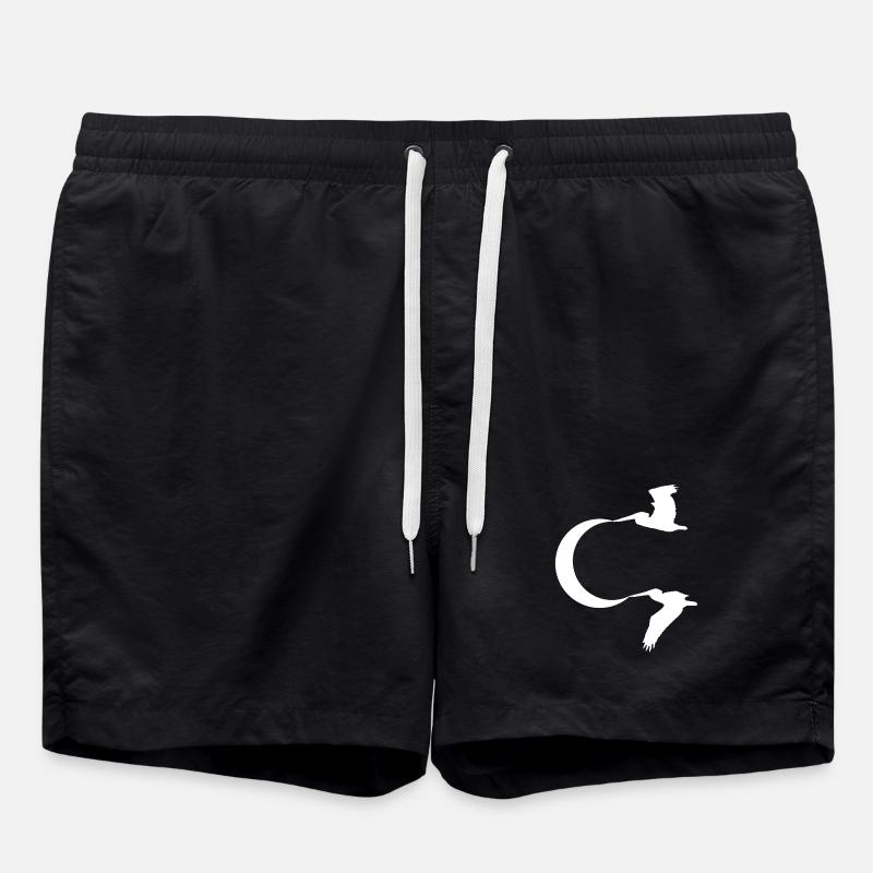 Vögel und der Mond - Badeshorts - Schwarz
