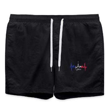 Paris Skyline Herzschlag Eiffelturm Frankreich - Badeshorts - Schwarz - Vorne - AI Model Male 185 light (185cm)