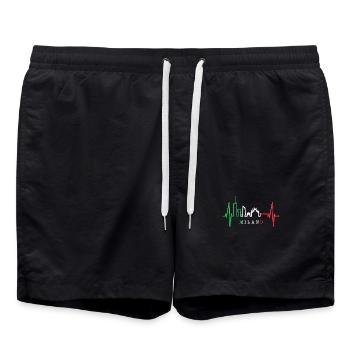 Milan Skyline Italy Heartbeat Fan Love Milano - Swim Trunks - black - Front - AI Model Male 185 light (185cm)