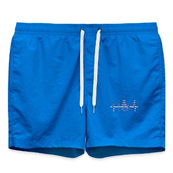 Boston Skyline Heartbeat USA Fan Heart Pulse Love - Swim Trunks - cobalt blue - Front