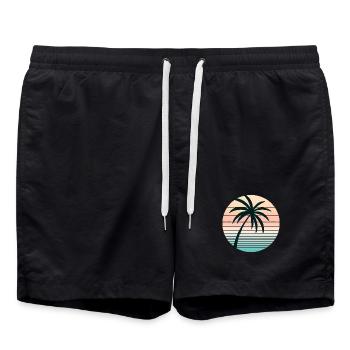 Synthwave Palm - Swim Trunks - black - Front - AI Model Male 185 light (185cm)