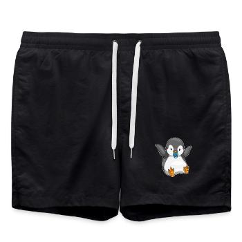 Tétine bébé pingouin - Short de bain - noir - Devant - AI Model Male 185 light (185cm)