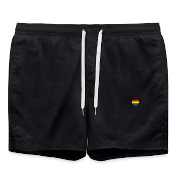 LGBTQ Regenbogen Herz Pride Flagge Gay CSD LGBT - Badeshorts - Schwarz - Vorne - AI Model Male 185 light (185cm)