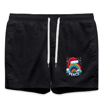 Merry Christmas Rainbow Peace - Swim Trunks - black - Front - AI Model Male 185 light (185cm)