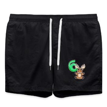 6 Geburtstag 6 Jahre alt mit Tier Motiv - sechs - Badeshorts - Schwarz - Vorne - AI Model Male 185 light (185cm)