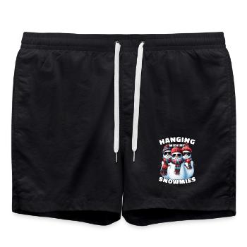 Hanging With My Snowmies Sonnenbrille Schneemänner - Badeshorts - Schwarz - Vorne - AI Model Male 185 light (185cm)