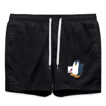Pinguin Poker Pokerkarten Kartenspiel - Badeshorts - Schwarz - Vorne - AI Model Male 185 light (185cm)