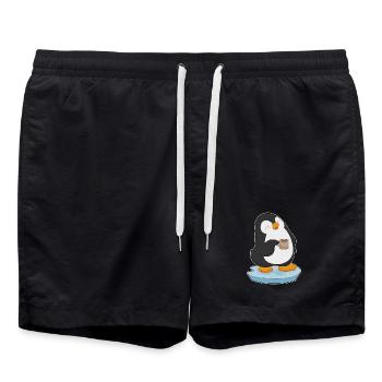 Pinguin Kaffee Tasse - Badeshorts - Schwarz - Vorne - AI Model Male 185 light (185cm)