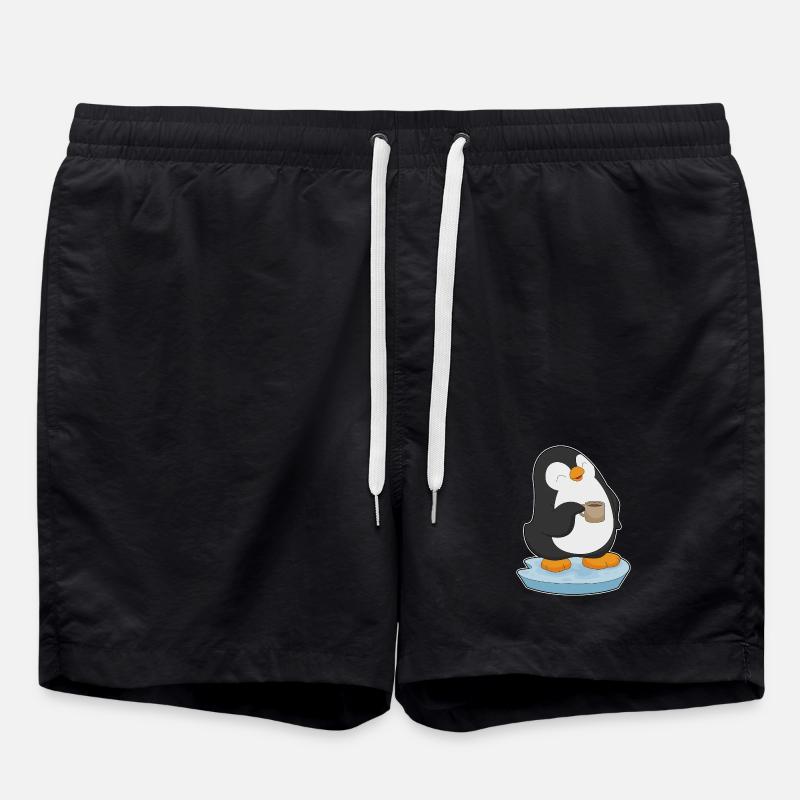 Pinguin Kaffee Tasse - Badeshorts - Schwarz