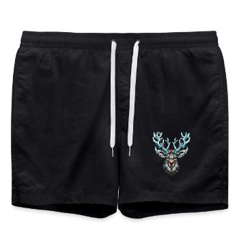 Rote Nase Rentier Hirschgeweih - Badeshorts - Schwarz - Vorne - AI Model Male 185 light (185cm)