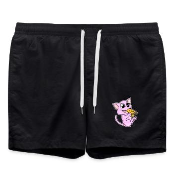 Sphynx Katze Pizza - Badeshorts - Schwarz - Vorne - AI Model Male 185 light (185cm)