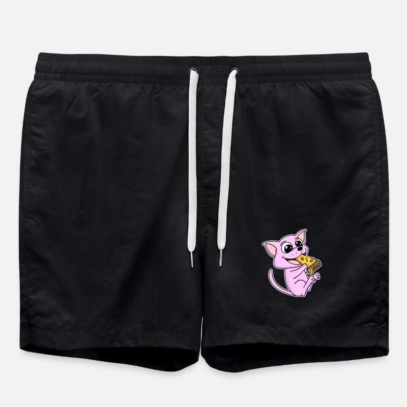 Sphynx Katze Pizza - Badeshorts - Schwarz