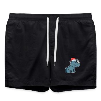 Nashorn Weihnachten - Badeshorts - Schwarz - Vorne - AI Model Male 185 light (185cm)