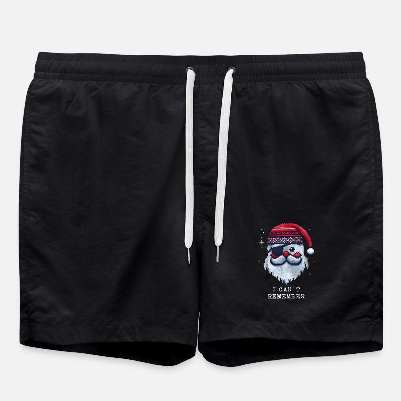Weihnachtsmann mit Augenklappe Strickmuster - Badeshorts - Schwarz