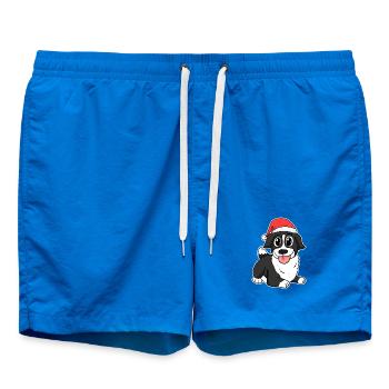 Longhair Collie Dog Animal Christmas - Swim Trunks - cobalt blue - Front