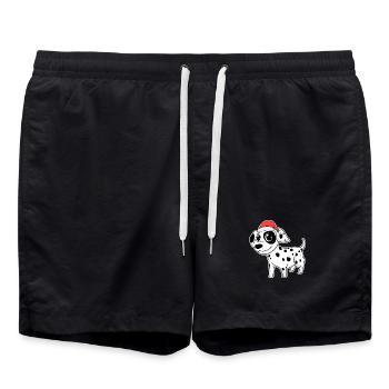 Dalmatian Dog Animal Christmas - Swim Trunks - black - Front - AI Model Male 185 light (185cm)